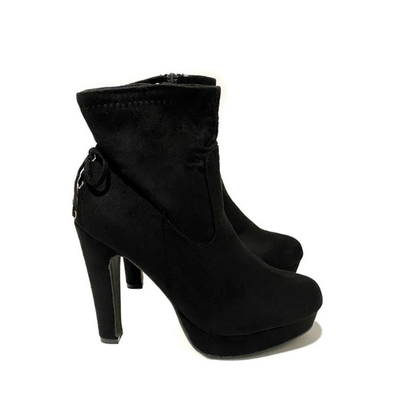 Bretty High Sky Black Faux Suede Booties NWT - Picture 7 of 16